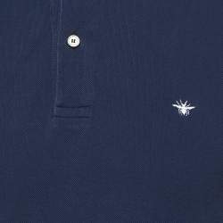 Pre Owned Dior Homme Blue Cotton Pique Polo T-Shirt L