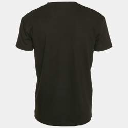 Pre Owned Dior Homme Black Printed Jersey V-Neck T-Shirt S