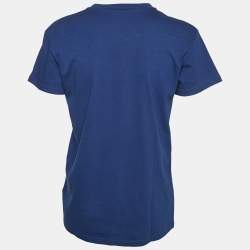 Pre Owned Dior Homme Blue Printed Jersey Crewneck T-Shirt XS