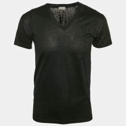 Dior Homme Black Printed Jersey V-Neck T-Shirt S
