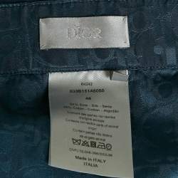 Pre Owned Dior Homme Blue Monogram Jacquard Silk Blend Pants M