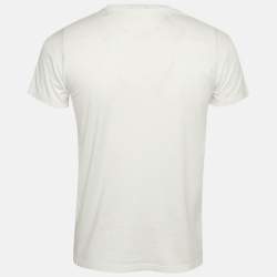 مملوكة مسبقًا Dior Homme White Printed Jersey Crewneck T-Shirt S