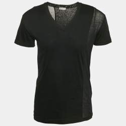 Pre Owned Dior Homme Black Sheer Panelled Jersey  V-Neck T-Shirt S
