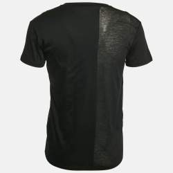 Pre Owned Dior Homme Black Sheer Panelled Jersey  V-Neck T-Shirt S