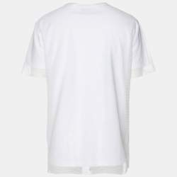 Dior Homme X Shawn Stussy White Mesh Cotton Logo Print T-Shirt L
