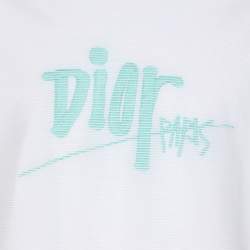 Dior Homme X Shawn Stussy White Mesh Cotton Logo Print T-Shirt L