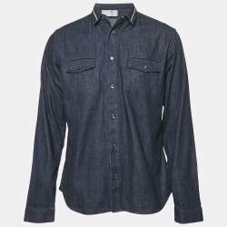 Dior Homme Navy Blue Denim Long Sleeve Shirt L