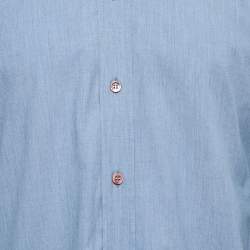 Pre Owned Dior Homme Blue Cotton Slim Fit Shirt L