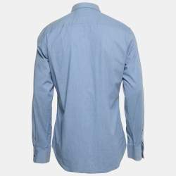 Pre Owned Dior Homme Blue Cotton Slim Fit Shirt L