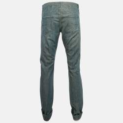 Pre Owned Dior Homme Navy Blue Denim Straight Fit Jeans L Waist 33"