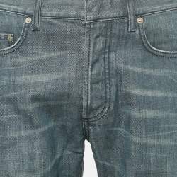 Pre Owned Dior Homme Navy Blue Denim Straight Fit Jeans L Waist 33"