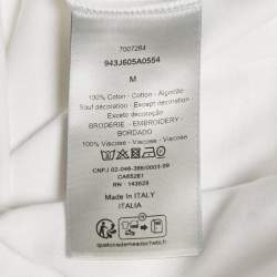Dior Homme White CD Embroidered Cotton Jersey Crewneck T-Shirt M