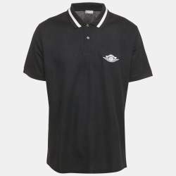 Pre Owned Dior Homme x Jordon Navy Blue Air Dior Applique Pique Polo T-Shirt XL