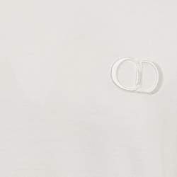 Pre Owned Dior Homme White Logo Embroidered Cotton Crew Neck T-Shirt L
