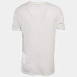 Pre Owned Dior Homme White Logo Embroidered Cotton Crew Neck T-Shirt L