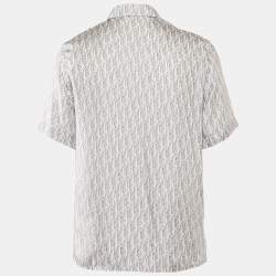 Pre Owned Dior Homme Blue Oblique Print Silk Short Sleeve Shirt S