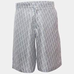 Dior Homme Blue Oblique Print Silk Shorts M