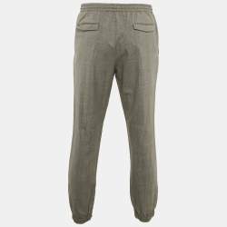 Pre Owned Dior Homme Grey Prints Of Wales Wool Drawstring Jogger Pants