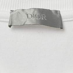 Pre Owned Dior Homme White CD Embroidered Cotton Jersey T-Shirt L