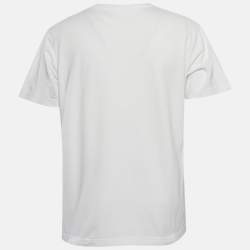 Pre Owned Dior Homme White CD Embroidered Cotton Jersey T-Shirt L