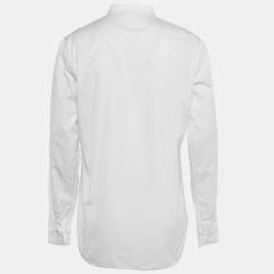 Pre Owned Dior Homme White Contrast Stitch Cotton Long Sleeve Shirt L