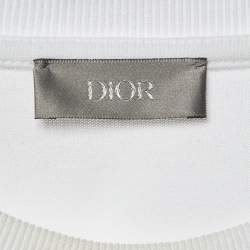 Pre Owned Dior Homme White Logo Embroidery Cotton Crew Neck T-Shirt S