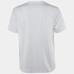 Pre Owned Dior Homme White Logo Embroidery Cotton Crew Neck T-Shirt S