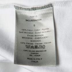 Pre Owned Dior Homme White Logo Embroidery Cotton Crew Neck T-Shirt S