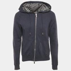 Pre Owned Dior Homme Navy Blue Dior Icons Cotton Hooded Track Jacket M
