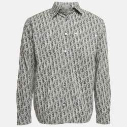 Pre Owned Dior Homme Grey Oblique Cotton Oversized Shirt S