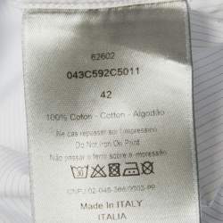 Pre Owned Dior Homme Logo Print Striped Cotton Shirt XL