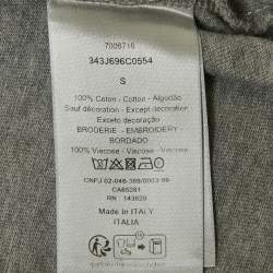 Pre Owned Dior Homme Grey Melange Logo Embroidered Jersey T-Shirt S