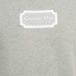 Pre Owned Dior Homme Grey Melange Logo Embroidered Jersey T-Shirt S
