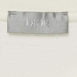 Pre Owned Dior Homme White Bobby 1947 Applique Cotton T-Shirt L