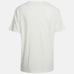 Pre Owned Dior Homme White Bobby 1947 Applique Cotton T-Shirt L
