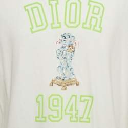Pre Owned Dior Homme White Bobby 1947 Applique Cotton T-Shirt L