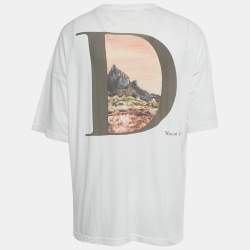 Pre Owned Dior Homme White Mount Zion Embroidery and Print Cotton Crew Neck T-Shirt M