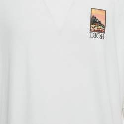 Pre Owned Dior Homme White Mount Zion Embroidery and Print Cotton Crew Neck T-Shirt M