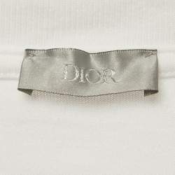 Pre Owned Dior Homme White Logo Embroidery Cotton Knit Half Sleeve Oversized T-Shirt L