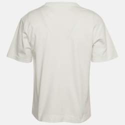 Pre Owned Dior Homme White Logo Embroidery Cotton Knit Half Sleeve Oversized T-Shirt L