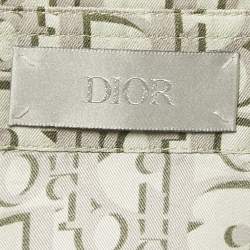 Pre Owned Dior Homme Green Oblique Monogram Print Silk Hawaiian Shirt M