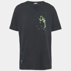 Pre Owned Dior Homme Navy Blue Embroidered Jersey T-Shirt XL