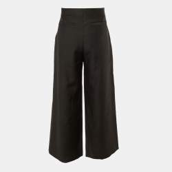 Pre Owned Dior Homme Black Wool & Silk Pleated Flared Pants S