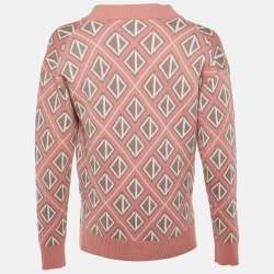 Pre Owned Dior Homme X Cactus Jack Pink CD Diamond Wool & Cashmere Sweater S