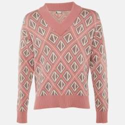 Pre Owned Dior Homme X Cactus Jack Pink CD Diamond Wool & Cashmere Sweater S