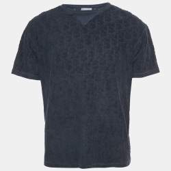 Pre Owned Dior Homme Blue Oblique Terry Cotton T-Shirt S