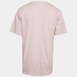 Pre Owned Dior Homme Pink CD Icon Embroidered Cotton T-Shirt XL