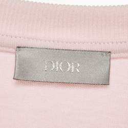 Pre Owned Dior Homme Pink CD Icon Embroidered Cotton T-Shirt XL