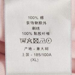 Pre Owned Dior Homme Pink CD Icon Embroidered Cotton T-Shirt XL