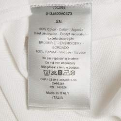Pre Owned Dior Homme White CD Embroidered Pique Polo T-Shirt 3XL